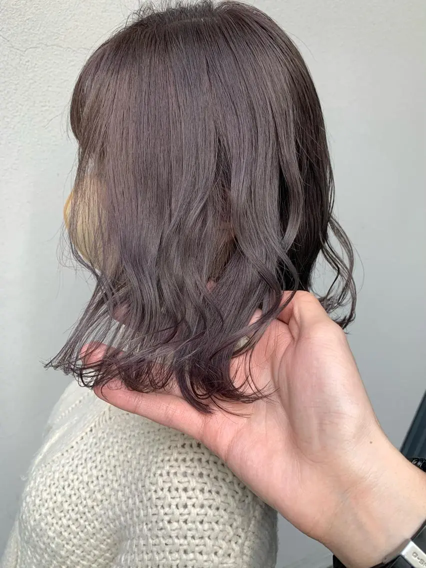 ミディアム カラー グレージュ ラベンダーカラー ラベンダーグレージュ ラベンダーグレー 矢野 晃平のヘアスタイル