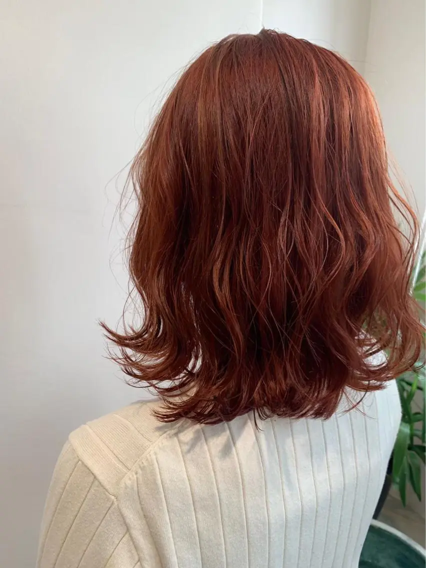 ミディアム カラー 透明感カラー オレンジ Chlom🌿Top Stylist沖田のヘアスタイル