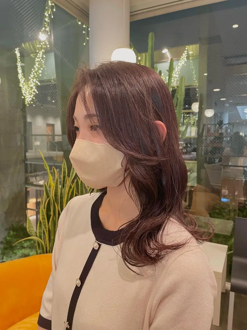 ロング ピンクブラウン カット ヘアカラー トリートメント ヘアセット ♡レイヤーボブ パーマ/うらら♡のヘアスタイル