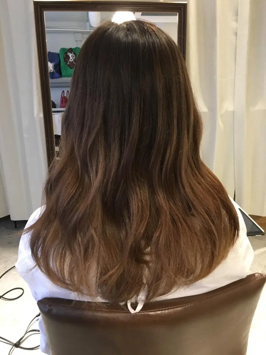 セミロング カラー 縮毛矯正クロスパーマ 益子達也のヘアスタイル