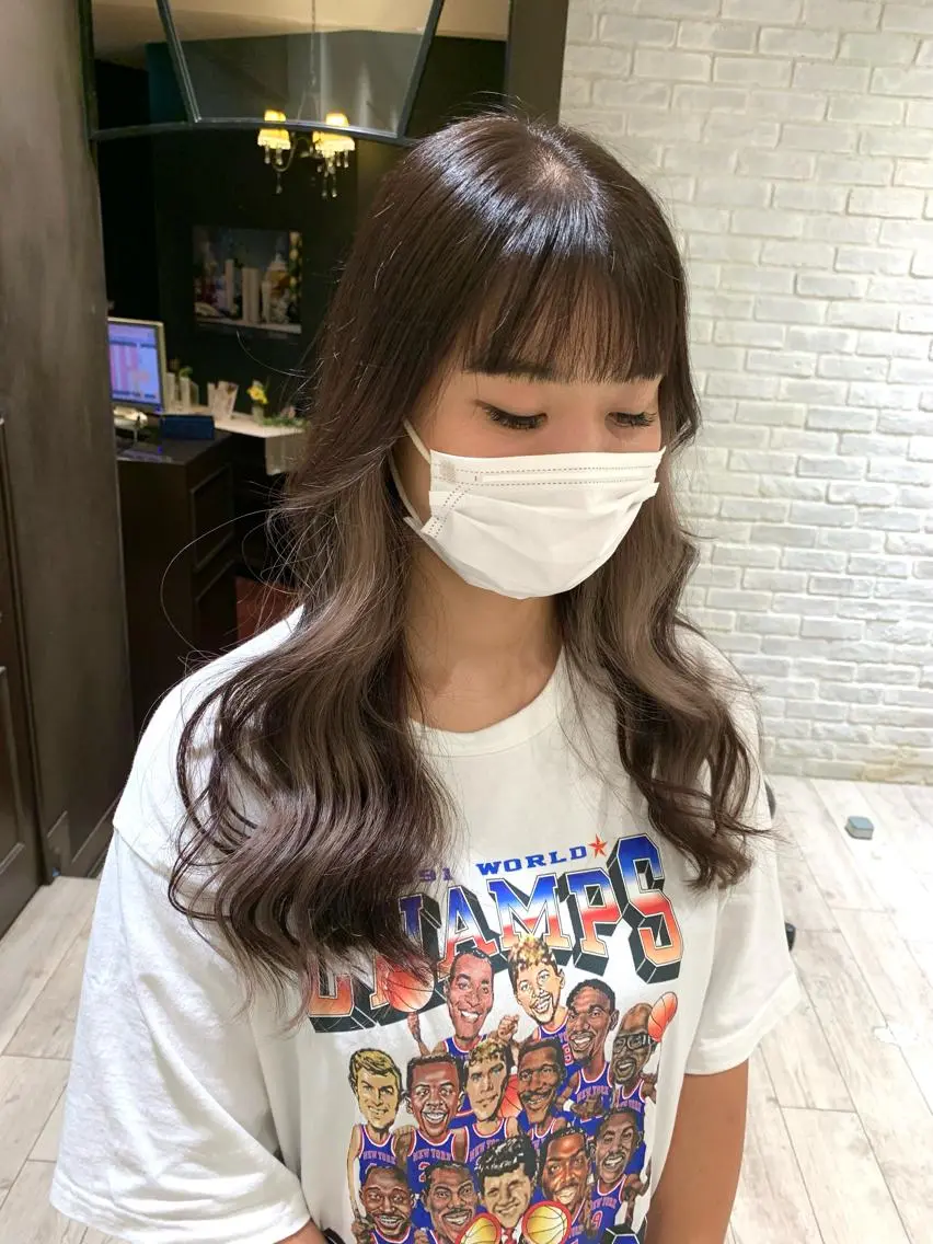 ロング カラー 曲がる縮毛矯正 LIBER 岩名のヘアスタイル