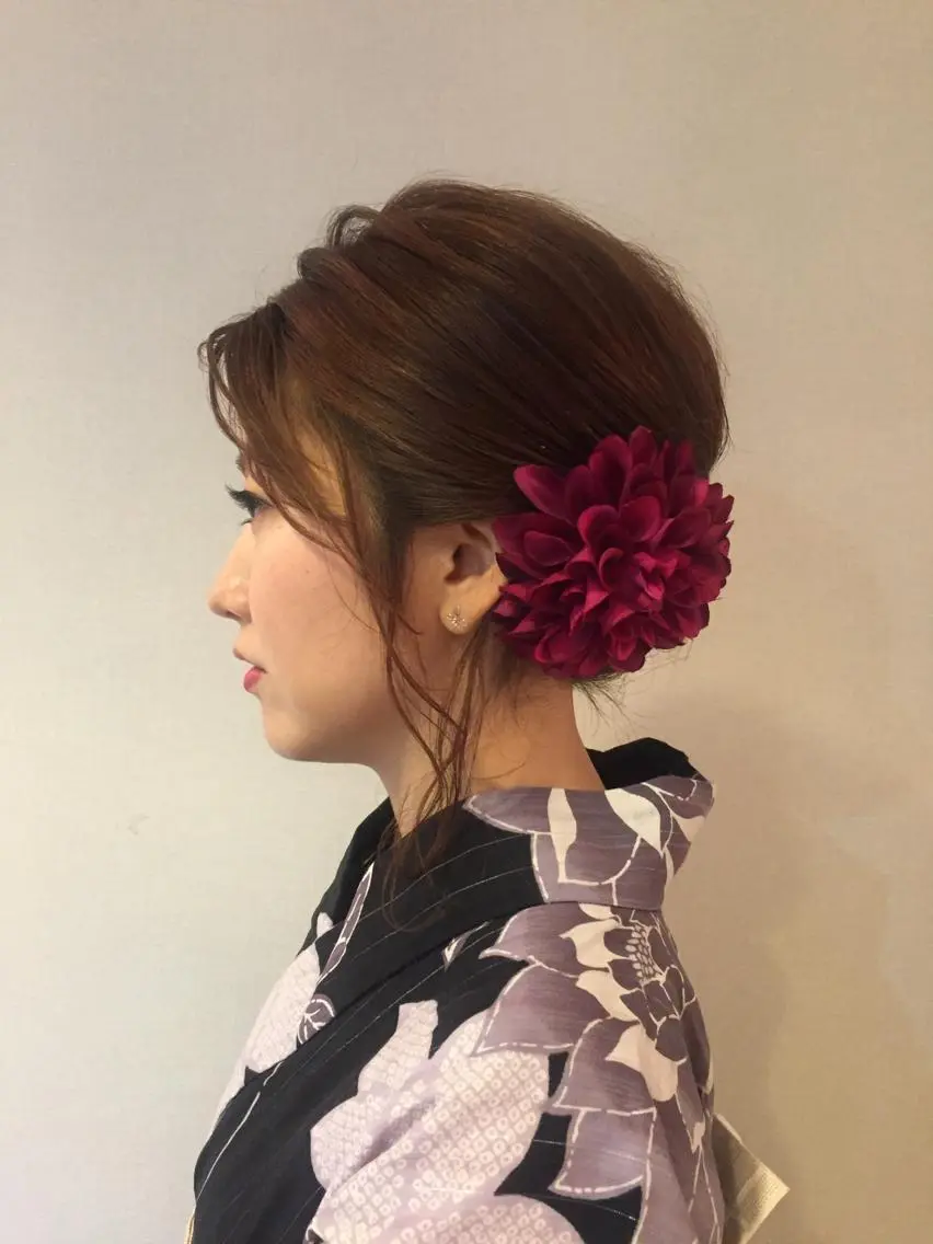 ミディアム ヘアアレンジ 浴衣 平川 友希子のヘアスタイル