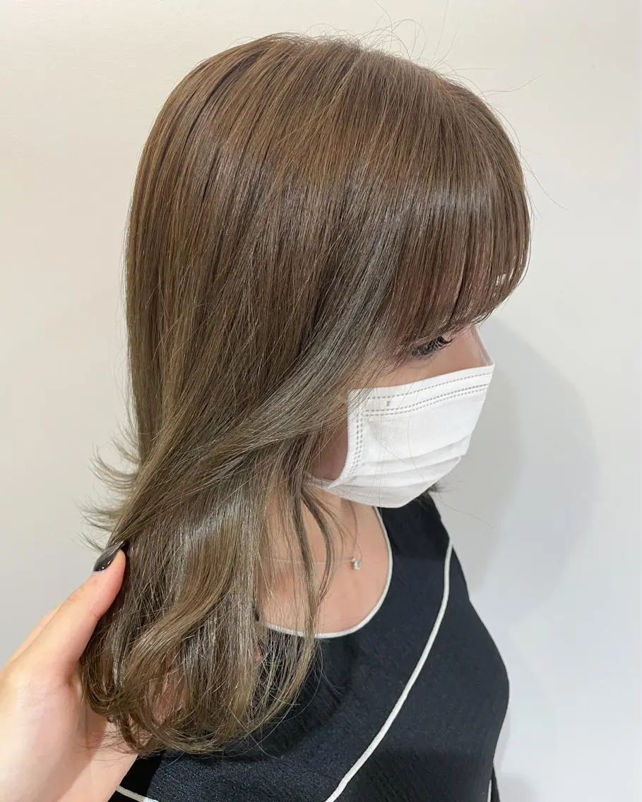 セミロング カラー ヘアアレンジ ネイル マツエク・マツパ アイブロウ ベージュカラー 透明感カラー オリーブベージュ カット ヘアカラー レイヤーカット 韓国風/yukinoのヘアスタイル