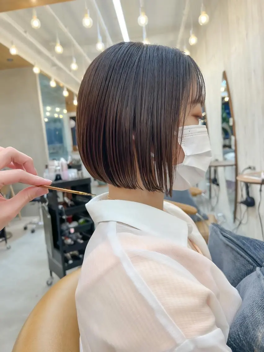 ショート カット ヘアカラー トリートメント ボブ/縮毛矯正 髪質改善/もえるのヘアスタイル