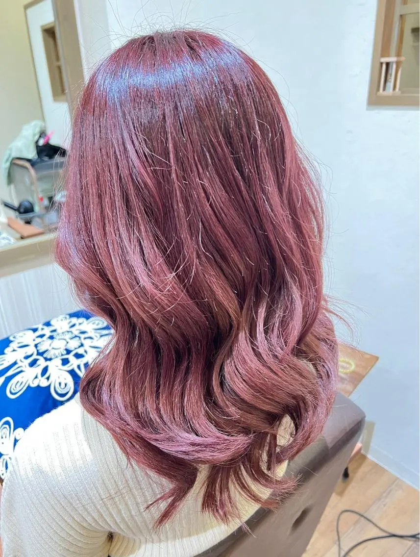 セミロング カラー ピンクカラー ピンクパープル パープルカラー THE PARK キシオカのヘアスタイル