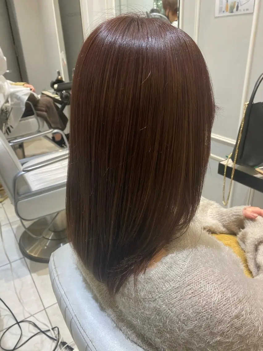 ミディアム 美髪矯正透明感カラー 江川 和輝のヘアスタイル
