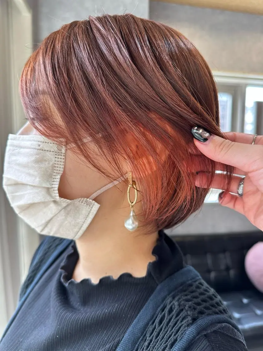 ショート カラー オレンジ 🫧アレンジ・髪質 改善maica🫧のヘアスタイル
