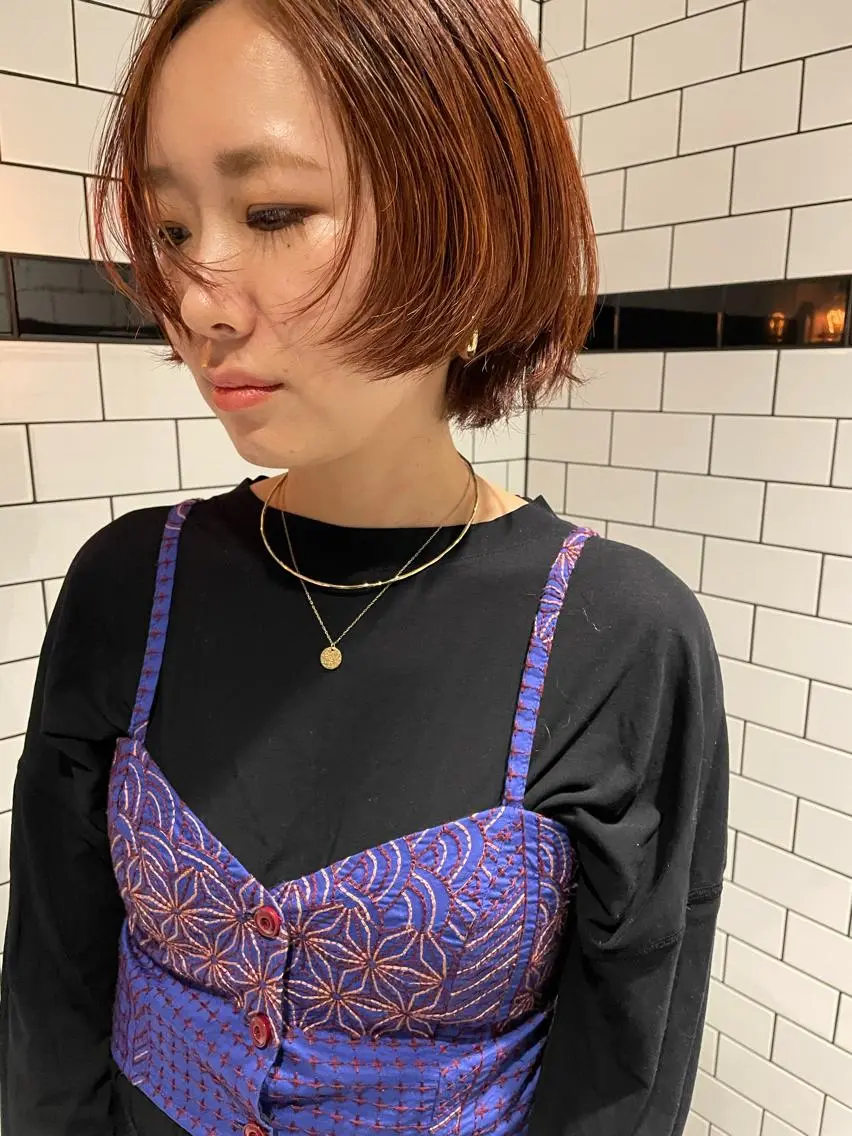 ミディアム ボブ ハイライト 髪質改善 カット ヘアカラー トリートメント BANKSIA ボブ専門/草野明郎のヘアスタイル