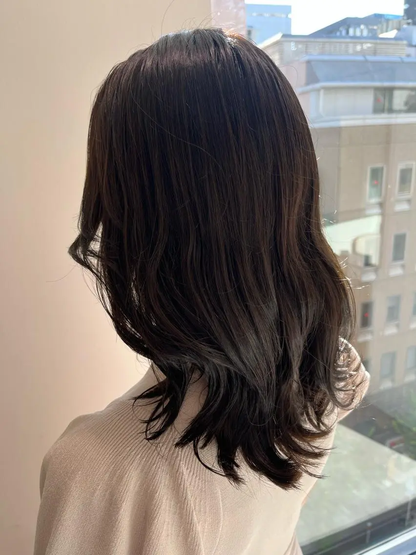 ミディアム ミディアムパーマ ボブ 髪質改善 韓国風ヘア シースルーバング カット ヘアカラー ヘアセット 👑👑👑👑工藤 敬👑👑👑👑のヘアスタイル