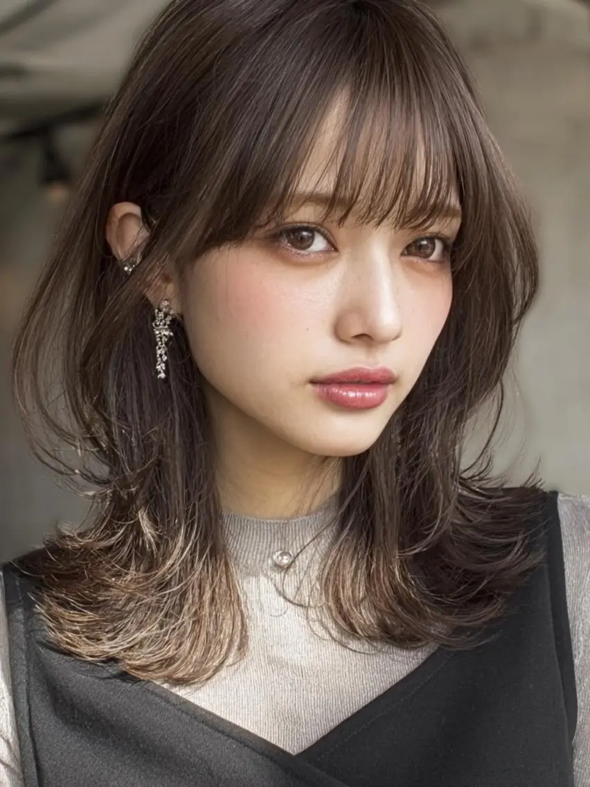 ミディアム ハッシュカット 髪質改善 レイヤーカット 縮毛矯正 トリートメント カット ヘアカラー トリートメント 生艶髪&レイヤー🔔 渋谷お薦めNo.1✨のヘアスタイル
