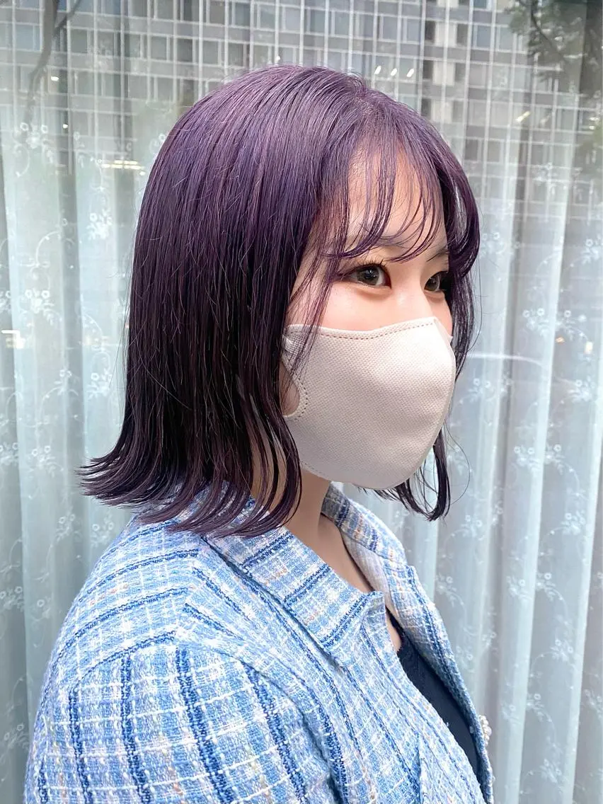 ミディアム カラー ハル🌸柔色/ ブリーチなし/艶髪のヘアスタイル