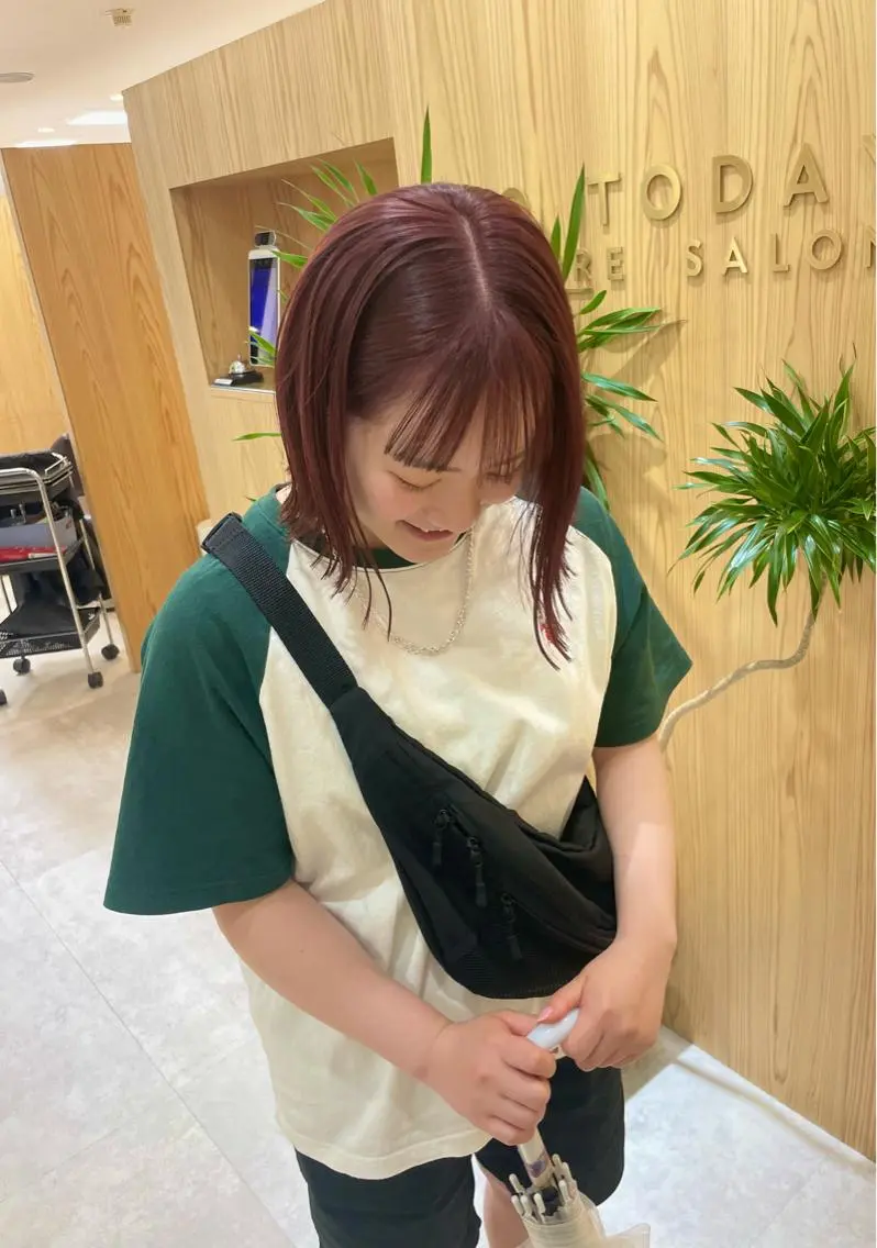 ミディアム カット ヘアカラー トリートメント minatsu 東京の技術を京都でのヘアスタイル