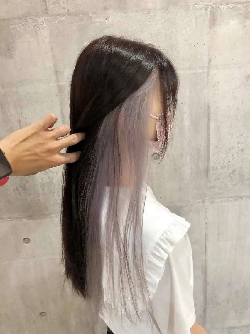 ロング カラー インナーカラー 興津/韓国レイヤー ダブルカラー美髪縮毛のヘアスタイル