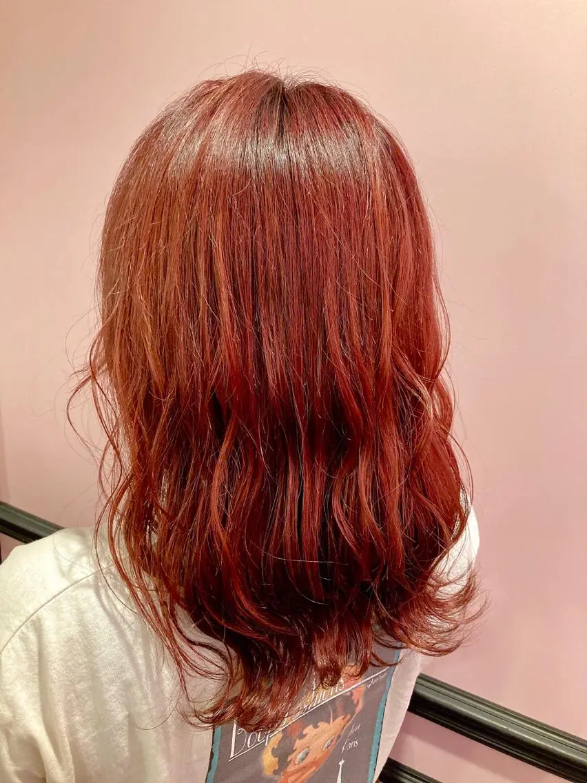 ミディアム カラー レッドカラー ヘアカラー トリートメント ✨髪質改善縮毛矯正✨ 宇田川修平のヘアスタイル