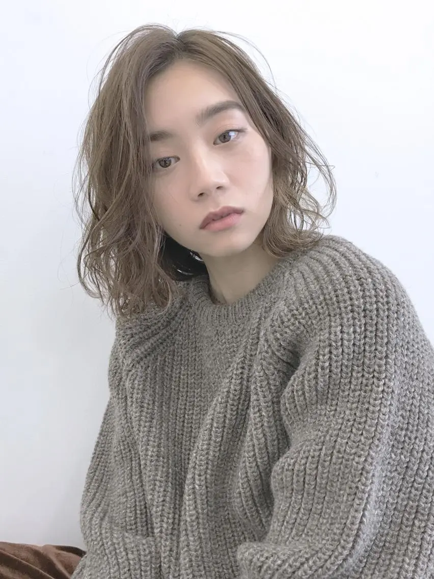 ミディアム カラー パーマ ヘアアレンジ ボブ ニュアンスパーマ ITbyALBUM 中野店のヘアスタイル