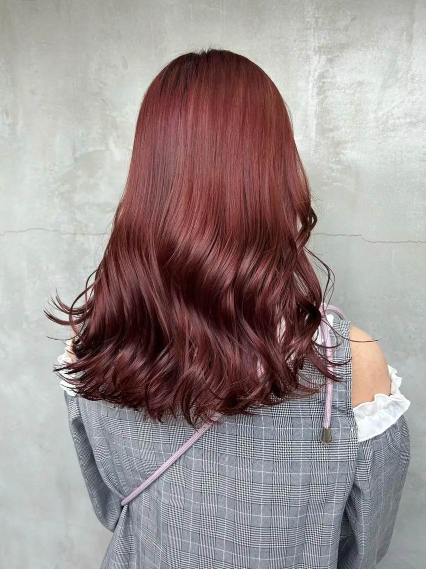 セミロング カラー ブラウンカラー ピンクカラー ピンクブラウン ヘアカラー 🧸艶々韓国ヘア 🧁mizunaのヘアスタイル