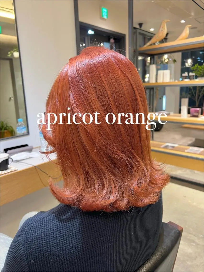 ミディアム カラー オレンジ ヘアカラー Kana 🍋 ハイトーン【高円寺】のヘアスタイル
