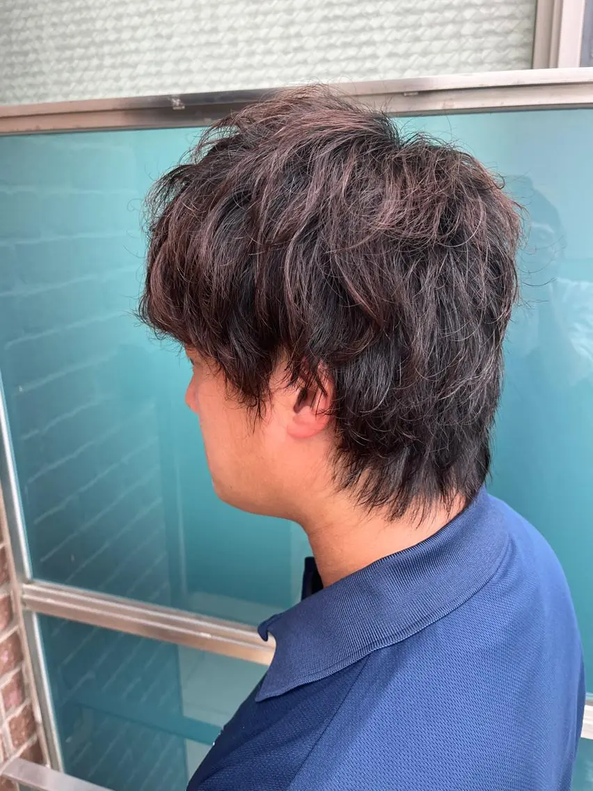 ショート メンズ メンズパーマ ケアカラー ピンクブラウン 外国人風カラー ショートヘア 久木原 ゆりのヘアスタイル