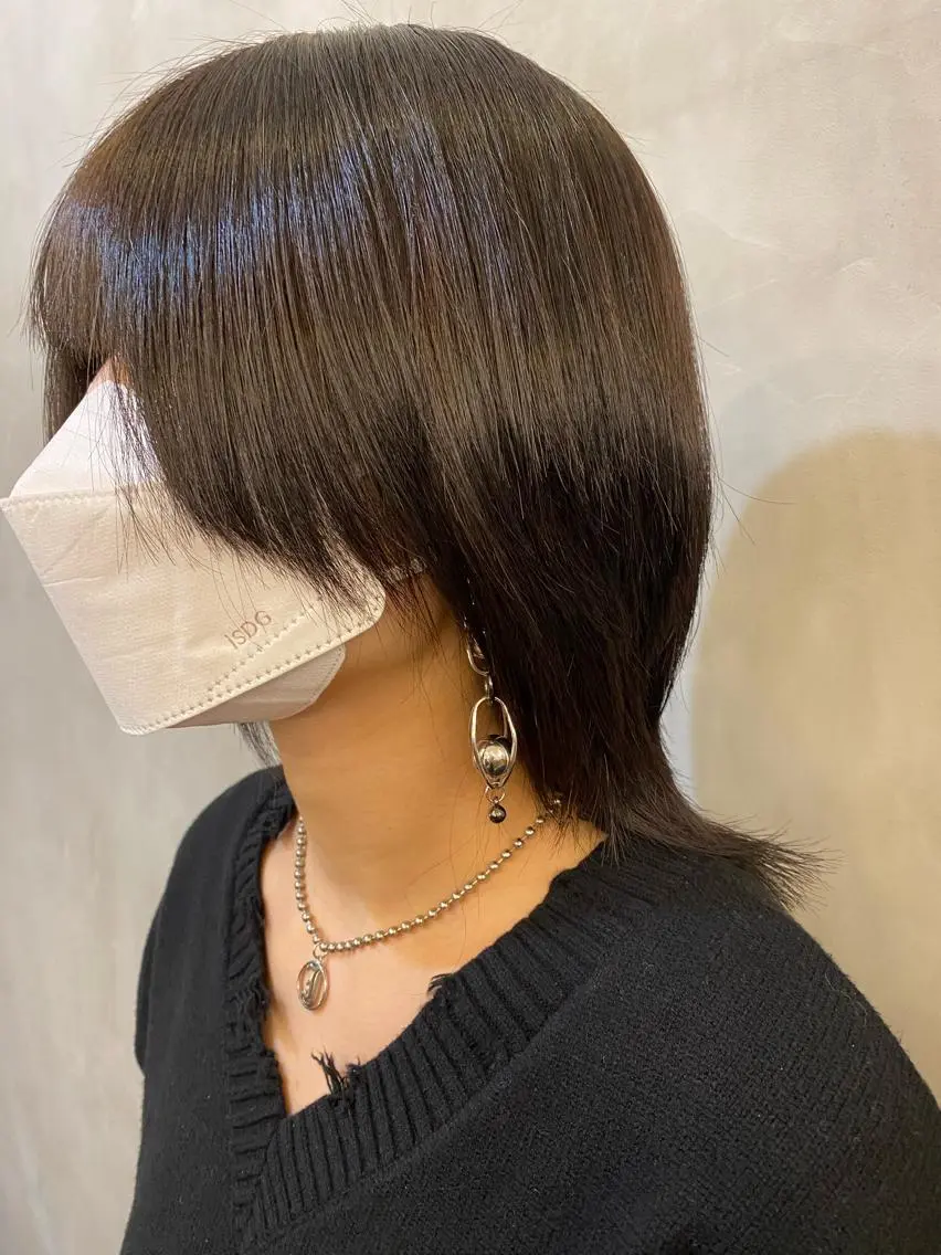 セミロング パーマ 髪質改善 縮毛矯正 トリートメント 酸性ストレート ストレートパーマ 小顔カット 🌿リョウカのヘアスタイル