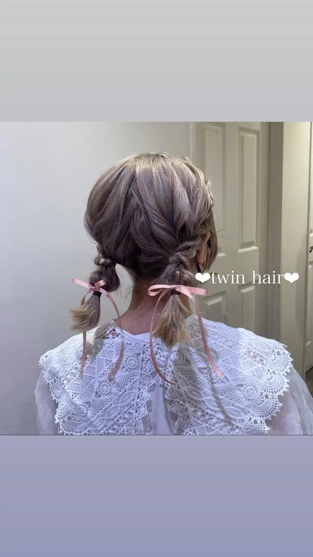 ヘアアレンジ ボブ エクステ🎀 暖色カラー🎀amiのヘアスタイル