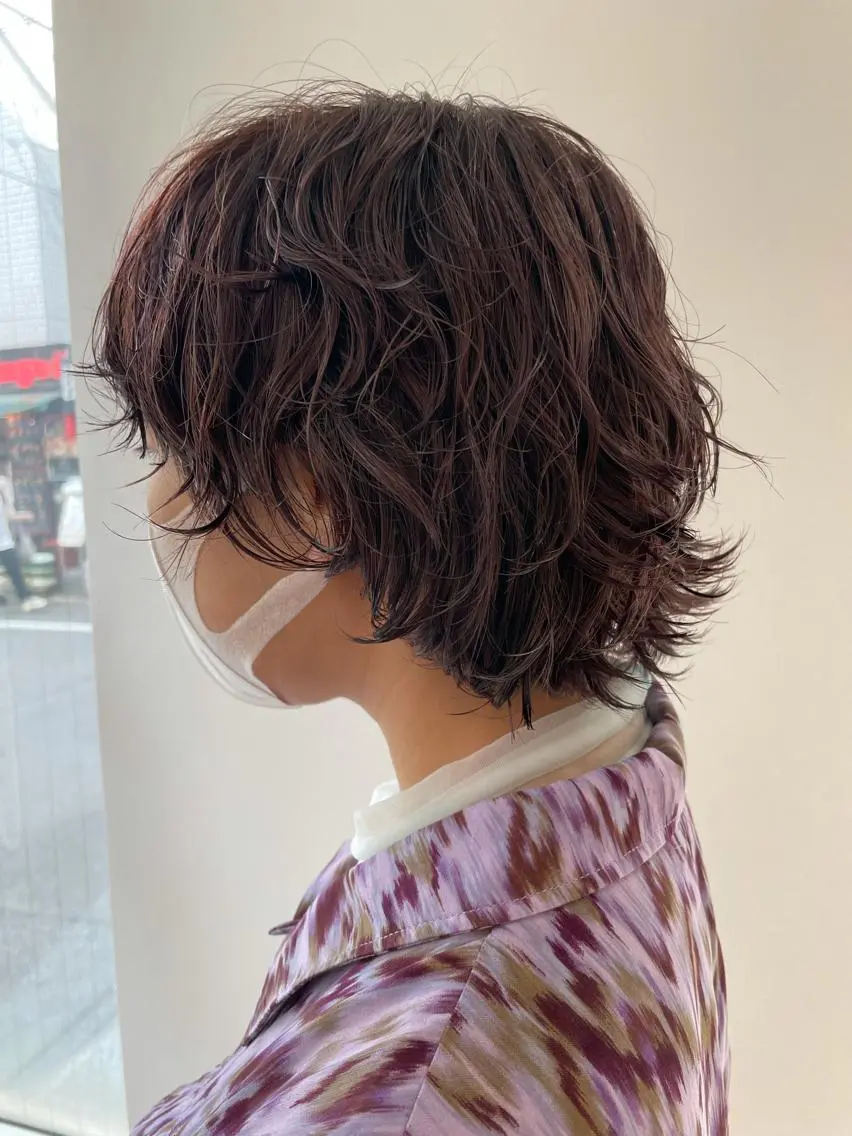 ミディアム カラー ラベンダーカラー ラベンダーピンク ピンクカラー ウルフカット カット ヘアカラー 店長福島成美/髪質 改善縮毛矯正/カラーのヘアスタイル