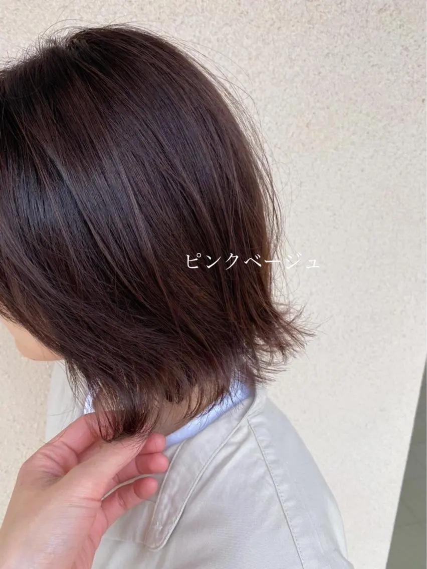 ショート カラー ベージュカラー ピンクカラー ピンクベージュ 中垣 南のヘアスタイル