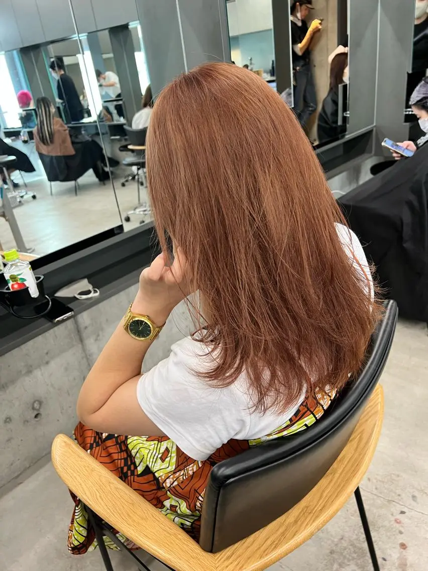 ロング カラー ベージュカラー ブリーチ オレンジ オレンジベージュ レイヤーカット カット ヘアカラー 誰より丁寧なカット/ 小林輝/レイヤーのヘアスタイル