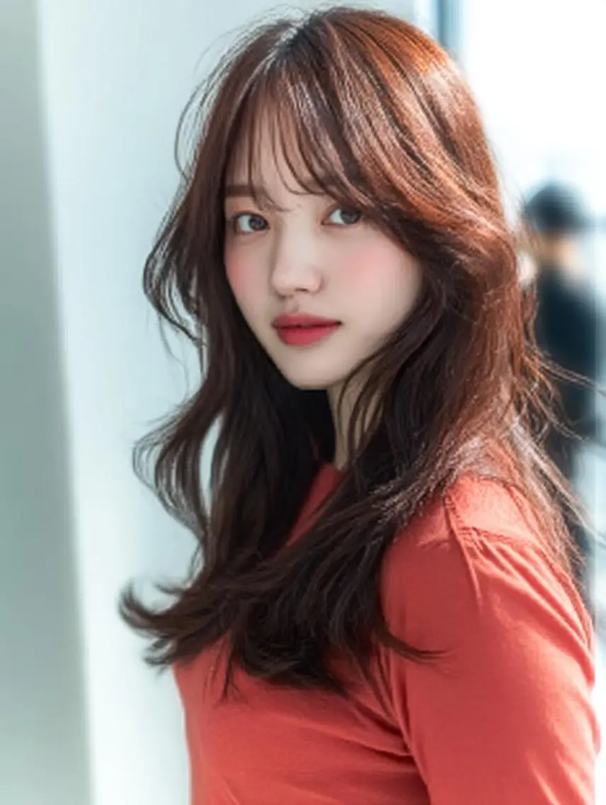 セミロング ハッシュカット 髪質改善 レイヤーカット 縮毛矯正 トリートメント 韓国×艶ハイトーンが ✨絶対可愛い✨リオ✨のヘアスタイル