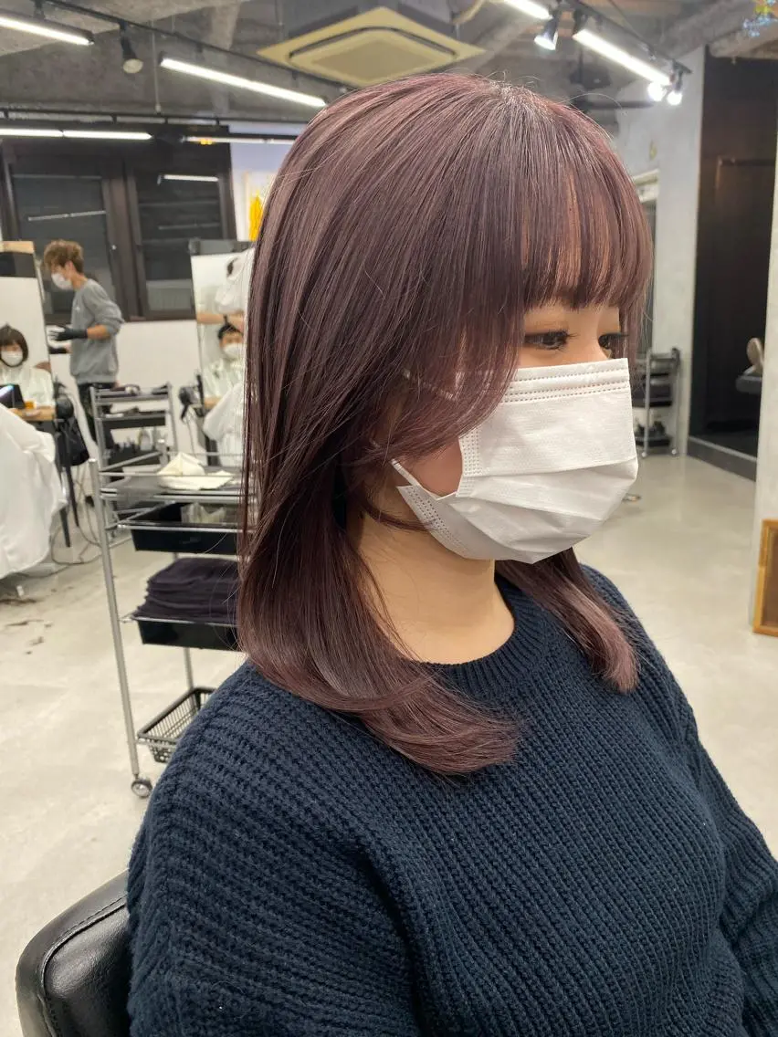 ミディアム カラー ヘアアレンジ ブリーチダブルカラー 元町三宮/三ノ宮のヘアスタイル