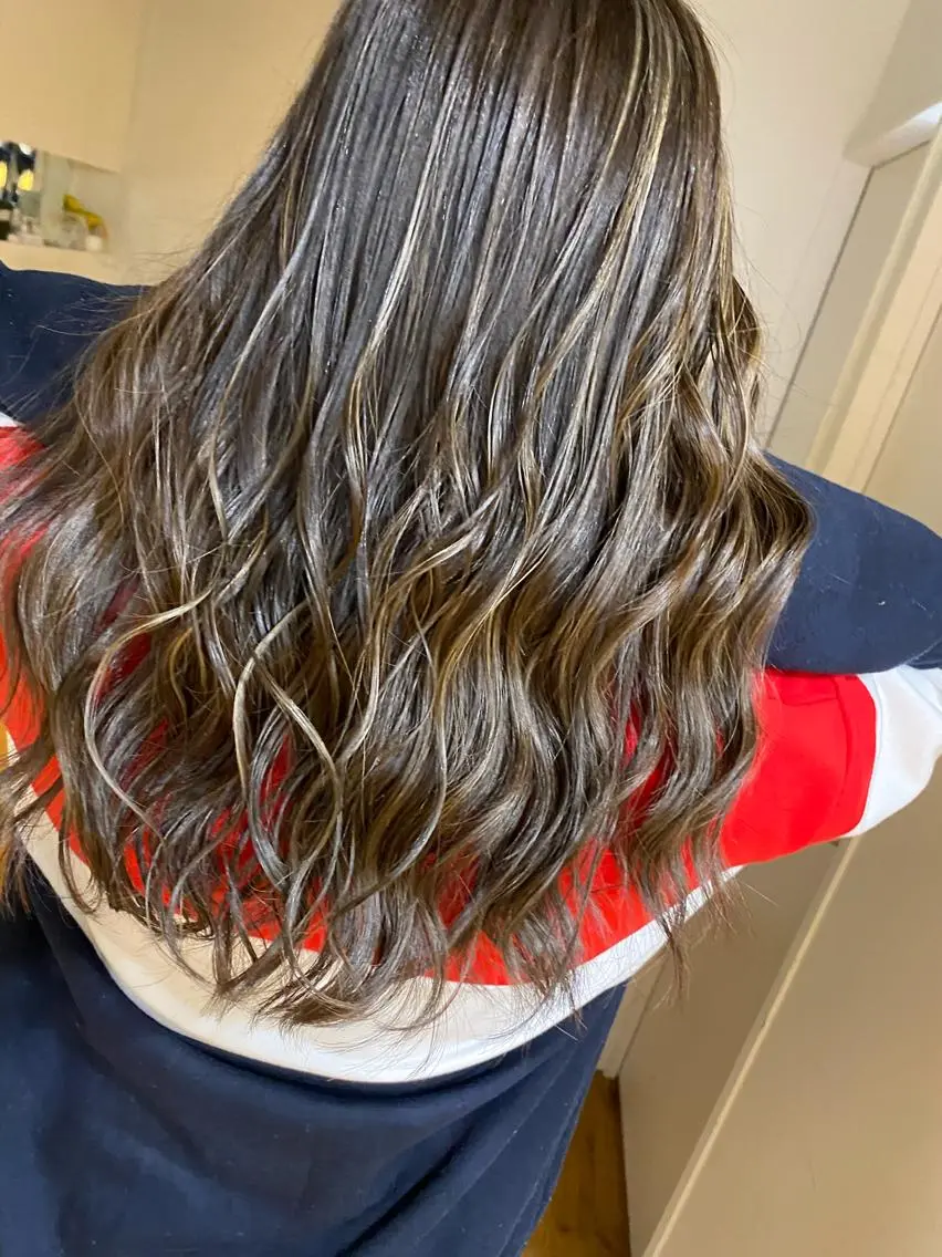 セミロング カラー ヘアアレンジ ハイライトカラー ハイライト 久米 治仁のヘアスタイル