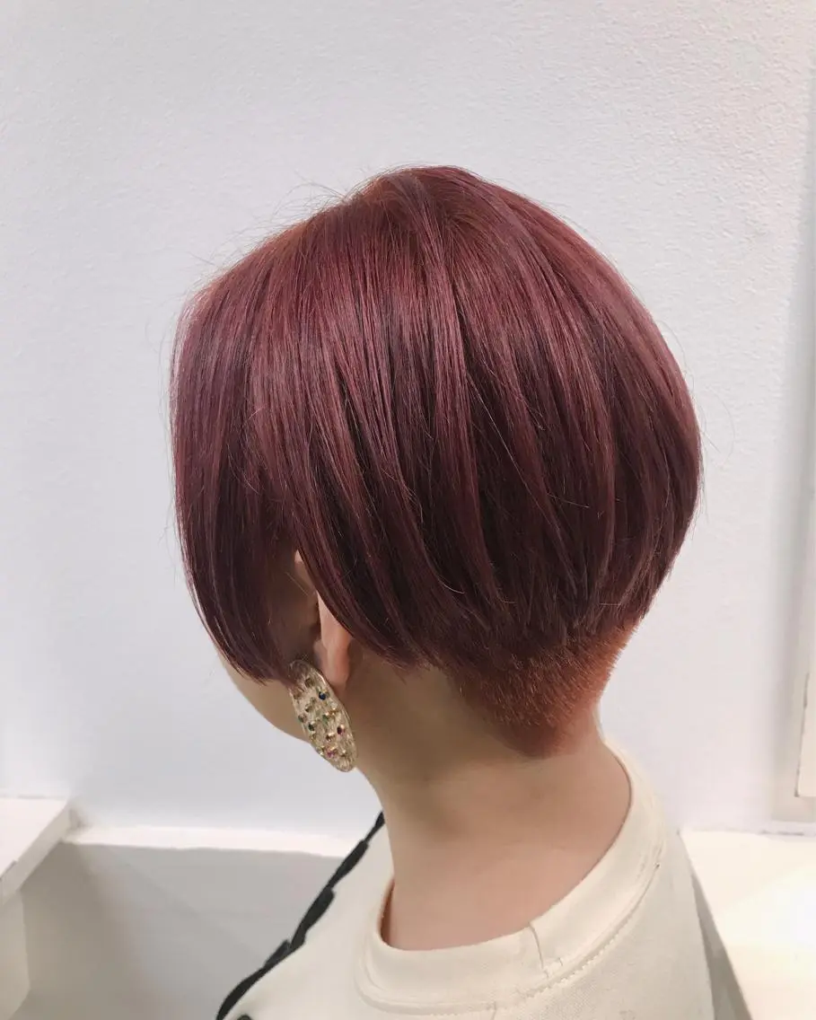 ショート カラー ヘアアレンジ レッドカラー ショートヘア ヘアカラー トリートメント GiseL天神カラー 髪質改善/ブリーチのヘアスタイル