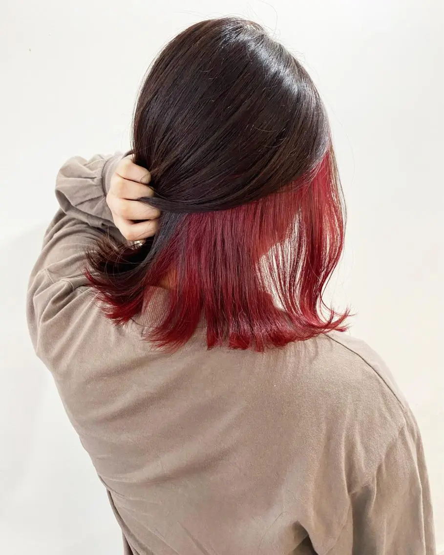 ミディアム カラー インナーカラー ローズカラー カット ヘアカラー WATANABE MISAKIのヘアスタイル