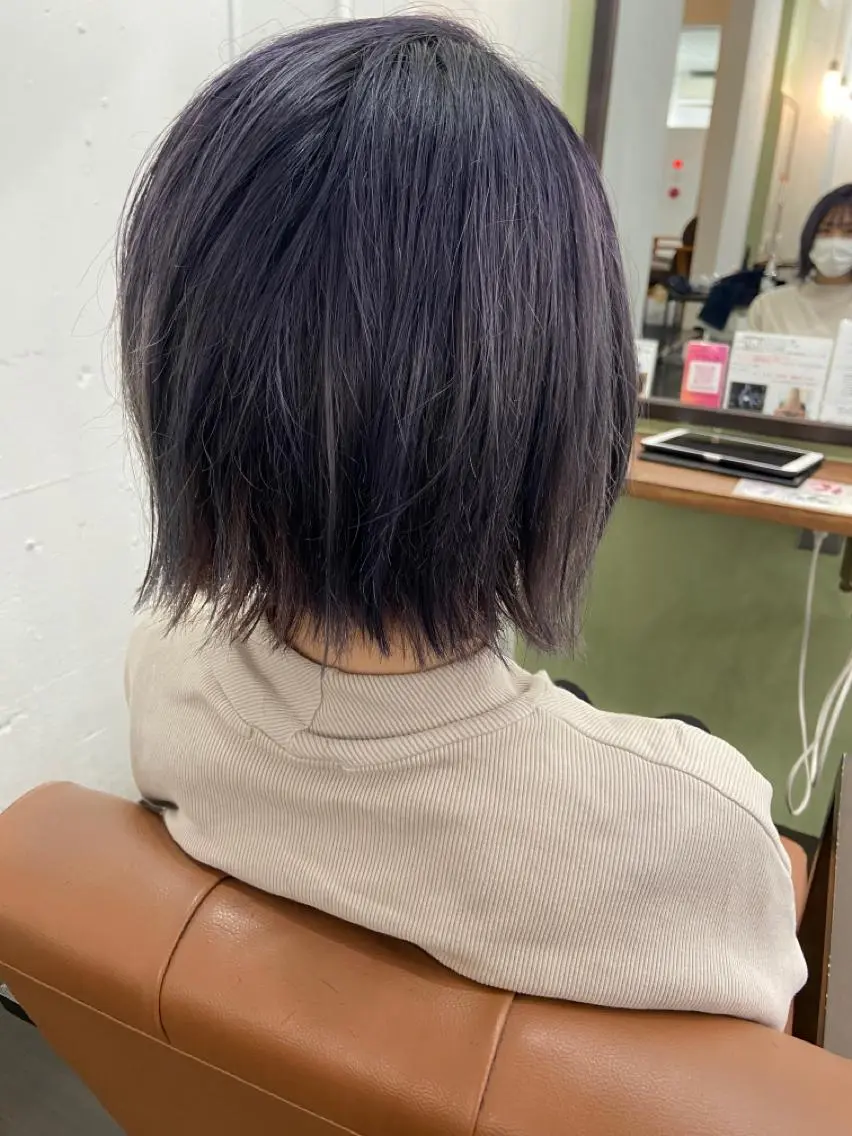 ミディアム カラー バイオレットカラー 久木原 ゆりのヘアスタイル