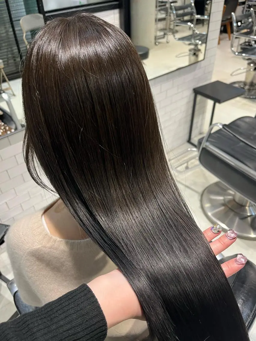 セミロング カラー パーマ ヘアアレンジ カット ヘアカラー トリートメント ヘッドスパ ヘアセット 透明感/オリーブ/ グレージュ/YUKAのヘアスタイル