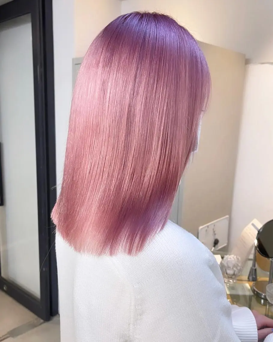 ミディアム カラー ブリーチ ピンクカラー ヘアカラー トリートメント 渋谷ケアブリーチ Suuのヘアスタイル