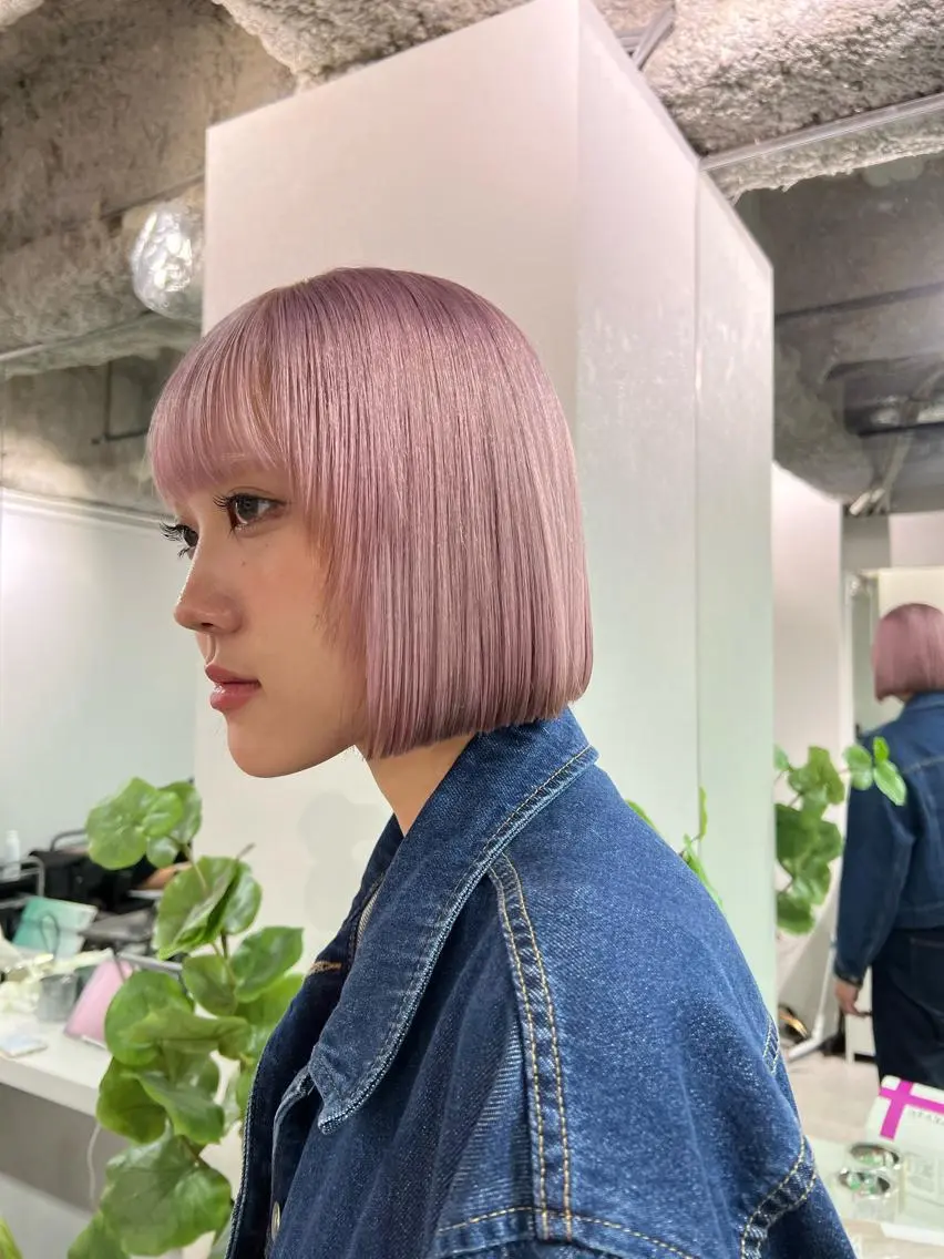 ショート カラー ハイトーン&髪質改善 ＆韓国エクステ🤎のヘアスタイル