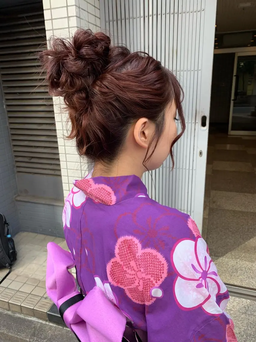 セミロング ヘアアレンジ 浴衣 🫧透明感カラー/ ボブ/小笠原汐海🪽のヘアスタイル