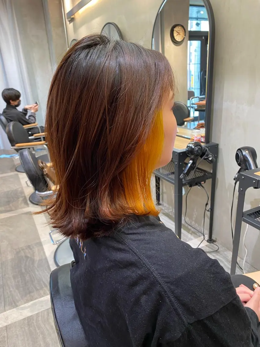カラー イヤリングカラー イエローカラー syuyama shinichiのヘアスタイル