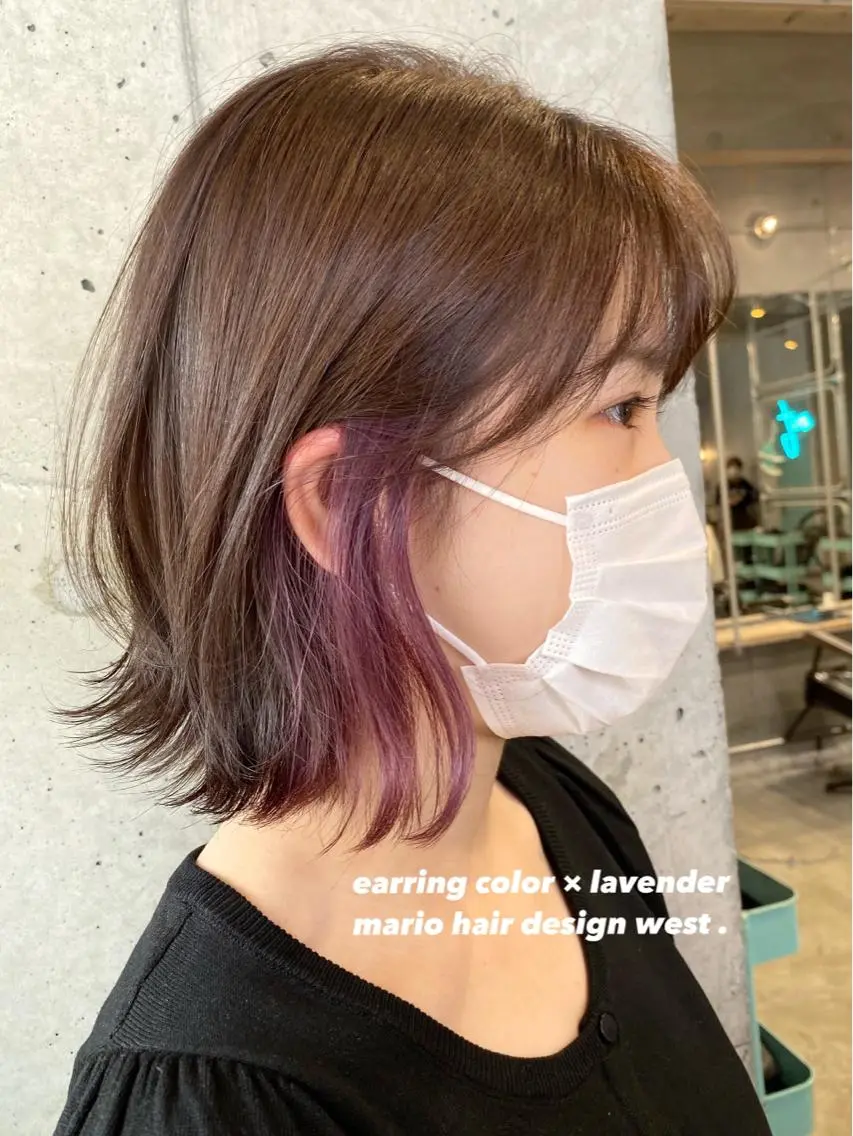 ショート カラー ブルーカラー ブルーラベンダー イヤリングカラー インナーカラー ラベンダーカラー 竹嶌 健吾のヘアスタイル