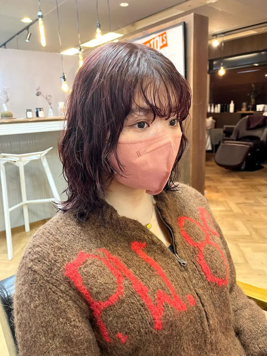 ミディアム カラー ミディアムパーマ ブリーチ ダブルカラー ブリーチなしカラー レイヤーカット ena/ブリーチなし 透明感・レイヤー🎀のヘアスタイル
