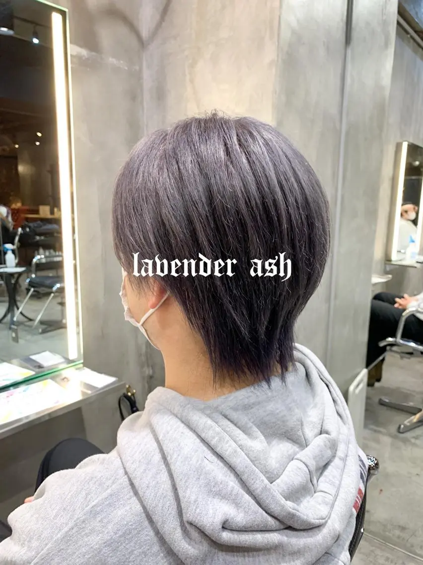 カラー メンズ メンズブリーチ メンズウルフカット アッシュ ブリーチ ラベンダーカラー メンズパーマ特化 🌟Gakutoのヘアスタイル