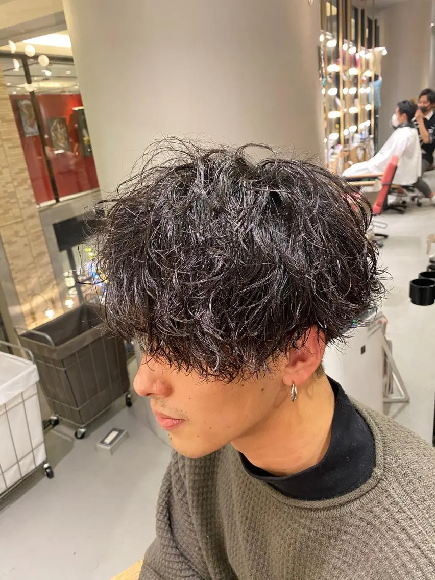 ショート パーマ メンズ カット パーマ 梅田茶屋町メンズ 専門美容師 山元一平のヘアスタイル
