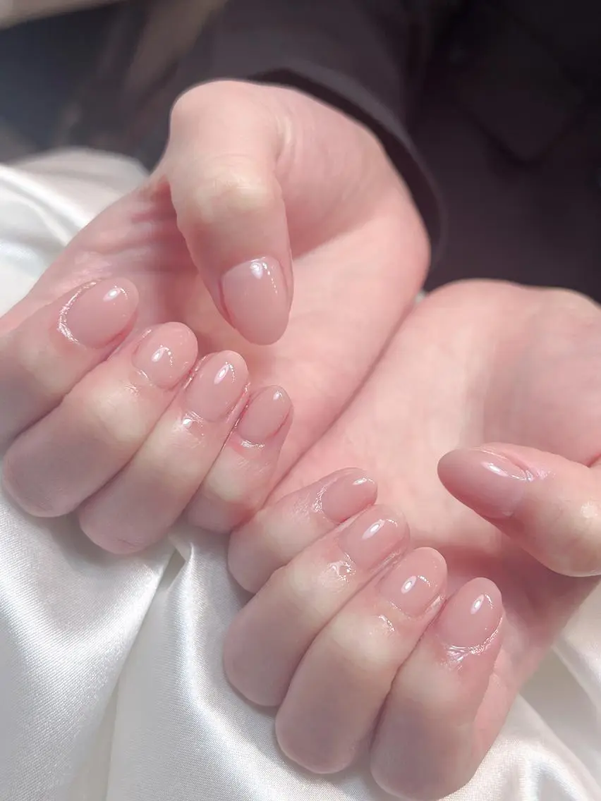 ネイル オフィスネイル ワンカラーネイル bijou nails　蓮のネイルデザイン