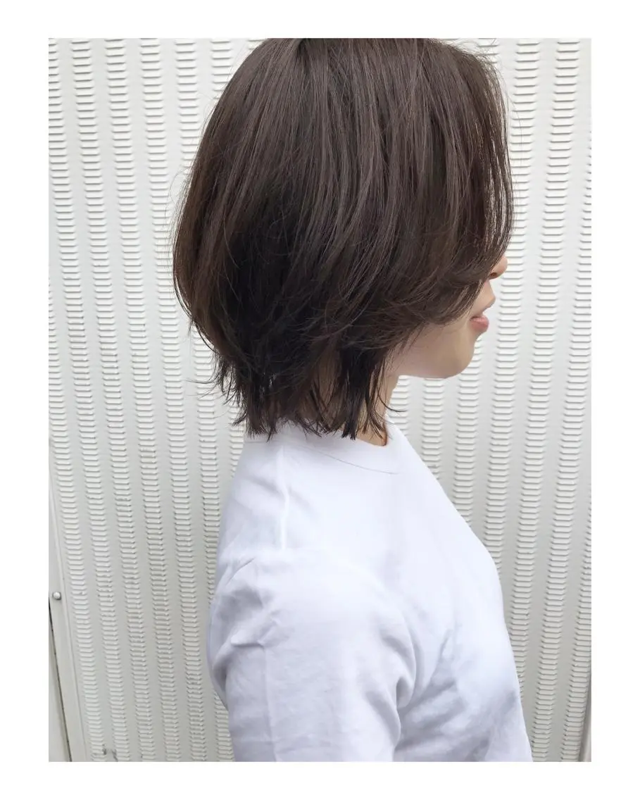 ミディアム ボブレイヤー ボブ レイヤーカット カット Musiiik hairのヘアスタイル
