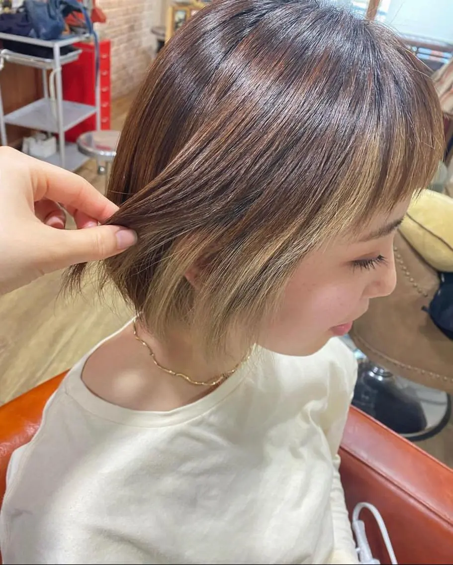 ショート カラー パーマ インナーカラー 縮毛矯正 🫧髪質改善/斎藤 奈々/岡山美容師🫧のヘアスタイル