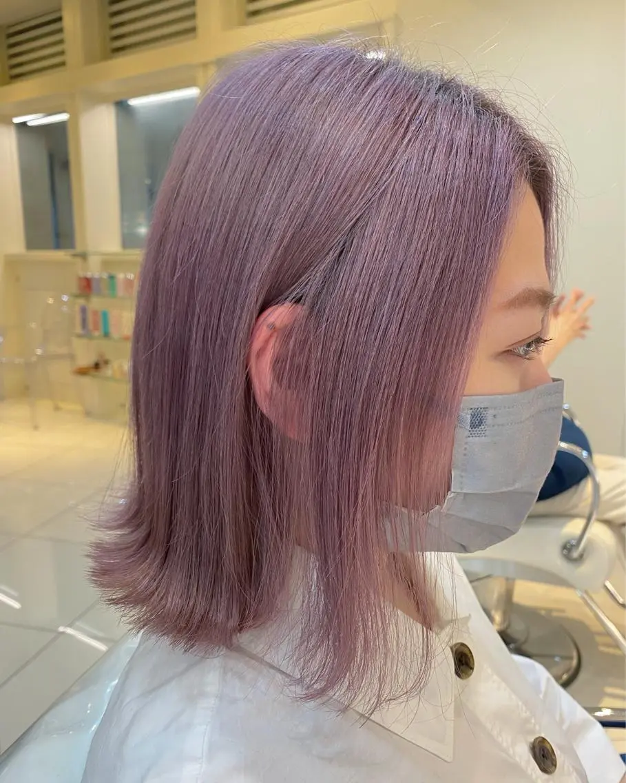 ミディアム ピンクラベンダー ヘアカラー ヒラカホ/目黒/ ブリーチ/似合わせのヘアスタイル