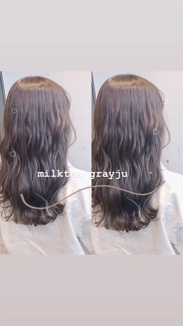 ロング カラー グレージュ ミルクティーグレージュ misaki🎀 まろみ透け感カラーのヘアスタイル