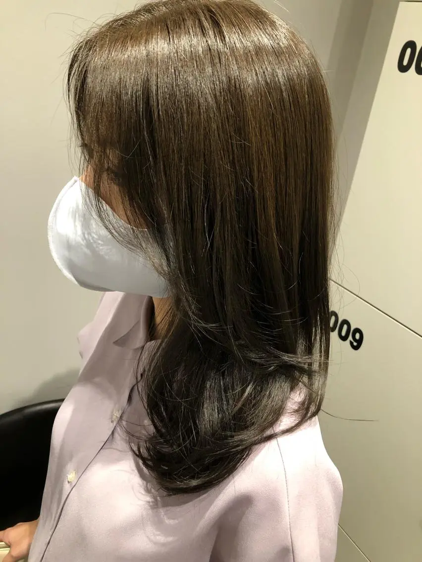 ミディアム カラー 小顔カット ウルフカット レイヤー×髪質改善 ×透明感/杉田 圭のヘアスタイル