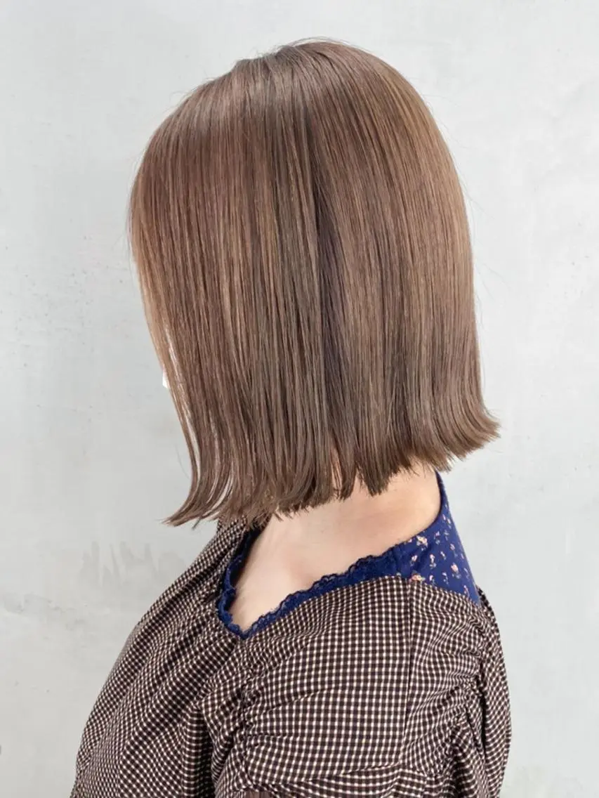 ミディアム カラー パーマ ヘアアレンジ グレージュ ボブ ITbyALBUM 八王子店のヘアスタイル