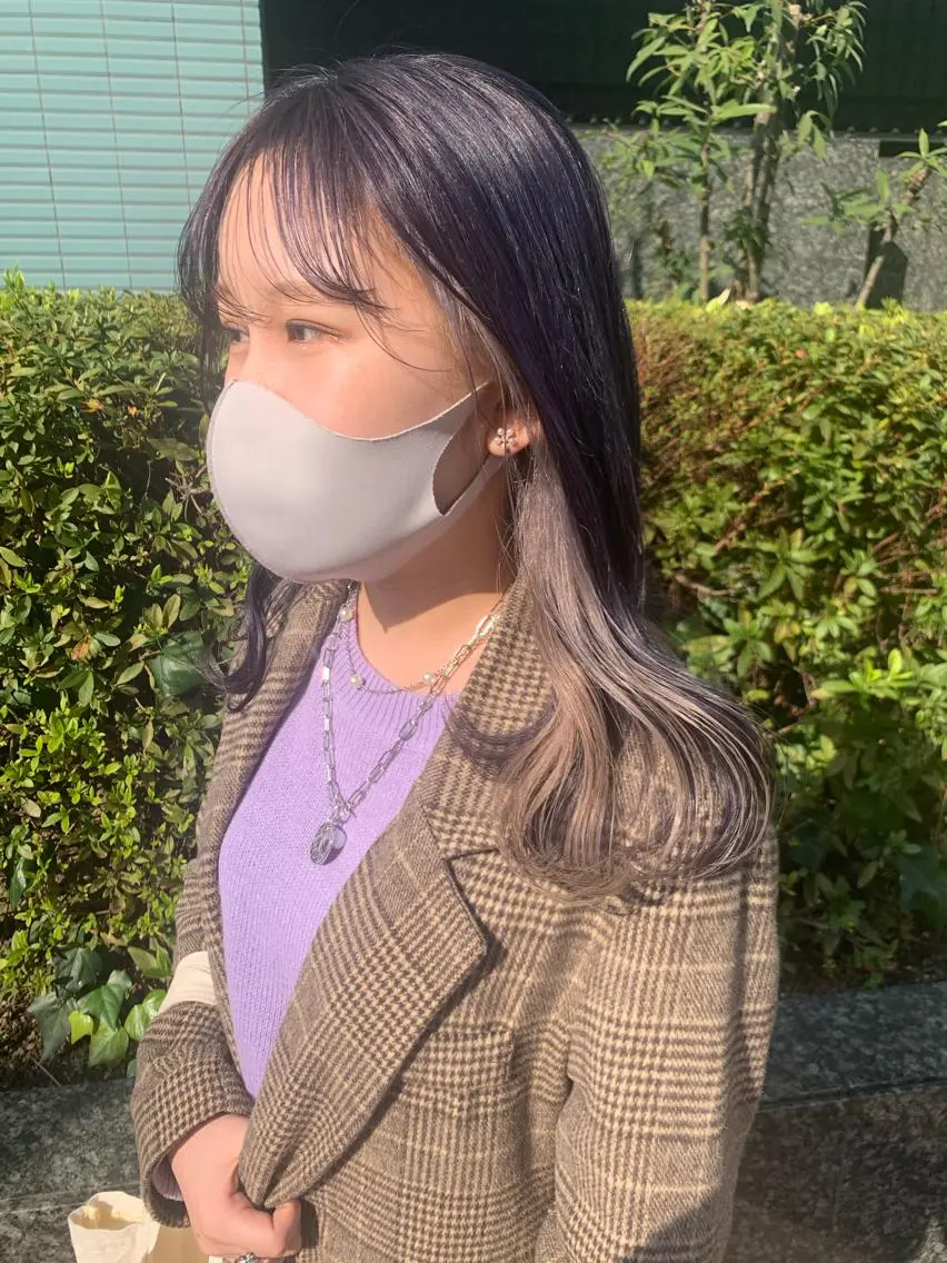 ロング カラー ヘアアレンジ ベージュカラー インナーカラー ラベンダーカラー カット 縮毛矯正 マツオカ マコのヘアスタイル